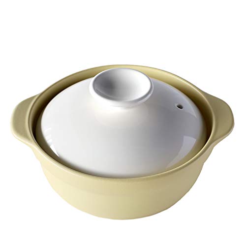 TAMAKI Earthenware pot Cream for 1-2 people that does not easily boil over Diameter 23 x Depth 19.5 x Height 11 cm Dishwasher, microwave oven, oven, direct fire compatible T-928370