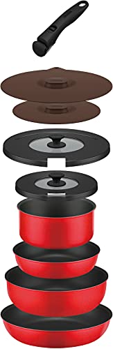 Thermos Durable Series 9-piece frying pan with handle CA Gas Fire Bright Red KSC-9A BTR