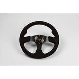 Steering 35φ m Genuine leather Buckskin Red Cross Stitch (M35F)