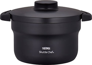 Thermos Vacuum Heat Insulation Cooker Shuttle Chef 2.8L (for 3 to 5 people) Black Cooking Pot Fluorine Coating KBJ-3000 BK