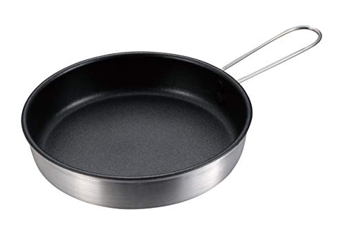 CAPTAIN STAG UH-4112 Barbecue Frying Pan, Pot, Fluorine Resin, Aluminum, Folding Handle, Mini Frying Pan, 6.3 inches (16 cm)