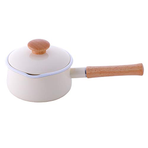 Fuji Hollow Milk Pan with Cover 15cm 1.2L IH Compatible Vanilla