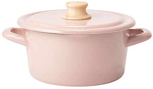 Fuji Hollow Two-Handed Pot Casserole IH Compatible Cotton Series Ash Pink 18cm CTN-18W.AP