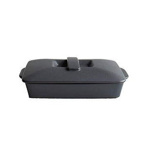 LOLO | Thechef | Bake Dish | Bake Pan | Porcelain | Made in Japan | Heat Resistant | Direct Fire | (S Flat + Lid Dark Grey) |