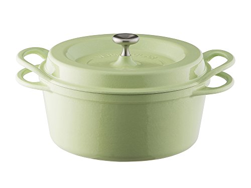 Vermiculer Oven Pot Round 22cm Anhydrous Enamel Pot with Special Recipe Book Pearl Green PGR