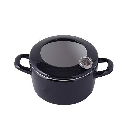 Fuji Hollow Hollow Two-handed Tempura Pot 16cm IH Compatible Black with Thermometer CTP-16W.BK