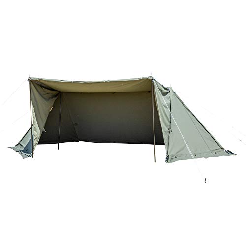 BUNDOK Solo Base EX BDK-79EX Skirt with Side Wall, Pap Tent, Military Curtain for 1 Person, Khaki