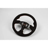 Steering 35φ m Genuine leather Buckskin Red Cross Stitch (M35F)