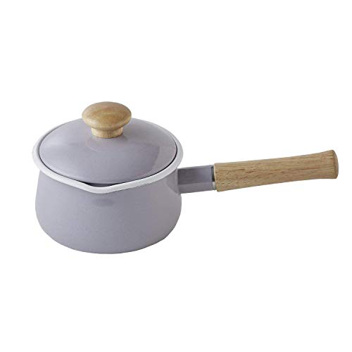 Fuji Hollow Milk Pan with Lid 15cm 1.2L IH Compatible Purple Ash