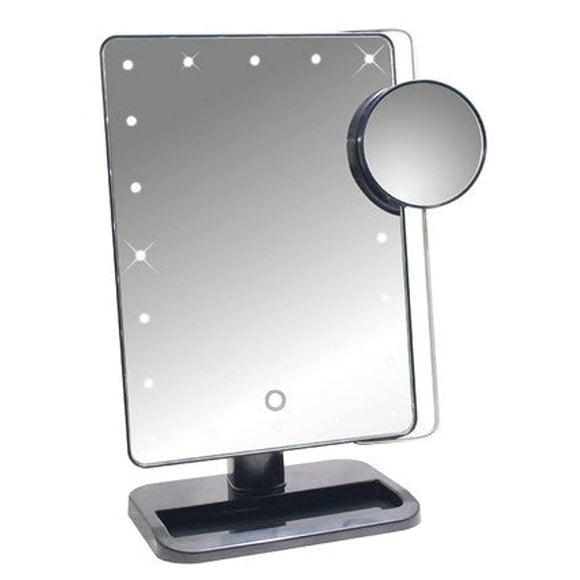 Touch Panel Adjustable Brightness! 20 LEDs + 10x Magnifier Stand Mirror KTL800XT Princess Mirror