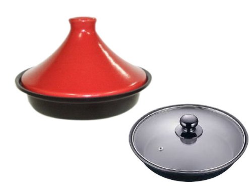 Ishigaki Sangyo Brodia IH Tagine Pot with Glass Lid, 7.5 inches (19 cm), Red, 3075 Heat-Resistant CeramicLid Tempered Glass