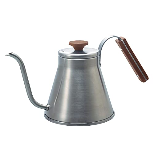 HARIO V60 VKW-120-HSV Drip Kettle, Wood, Silver, Gas Fire, Induction Compatible, 27.1 fl oz (800 ml)