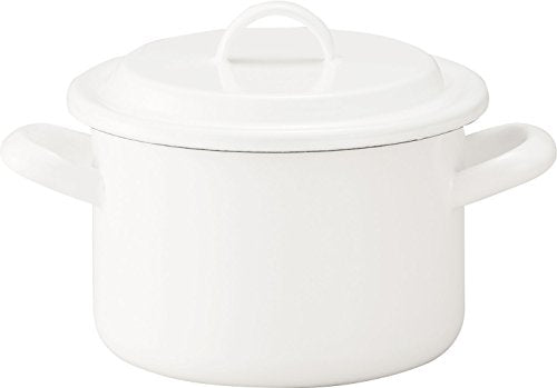 Daily Tools Noda Enamel Two-Handed Pot Casserole With Cover IH Compatible Made in Japan White 14cm YN-W14