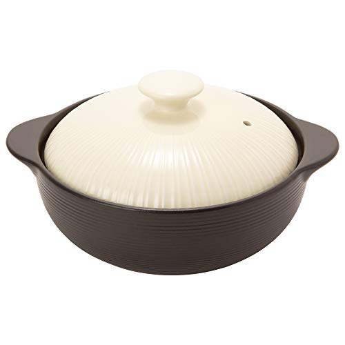 TAMAKI Earthenware pot Thermatech 2-3 person ivory Diameter 29.8 x Depth 24.8 x Height 14 cm IH, direct fire, microwave oven, oven compatible THM23-810