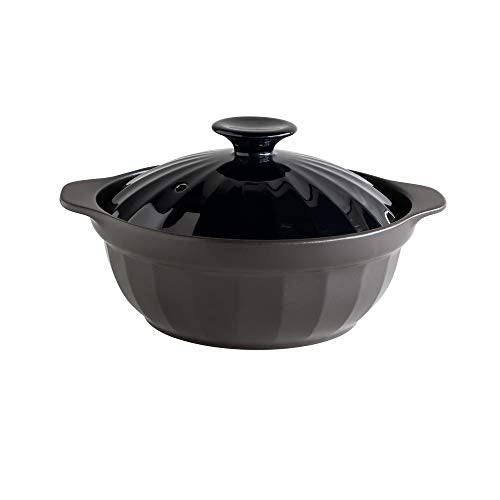 TAMAKI Earthenware pot Thermatech Casa 3-4 people Navy Diameter 29.5 x Depth 25.3 x Height 13.7 cm Microwave oven, oven, direct fire, IH compatible Lightweight T-920961