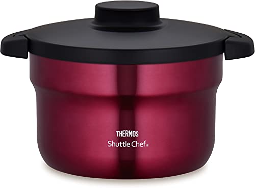Thermos Vacuum Thermal Cooker Shuttle Chef 2.8L (for 3 to 5 people) Red Cooking Pot Fluorine Coating KBJ-3001 R