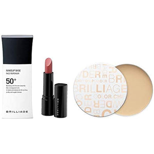 Brilliage Makeup Base Face Re-Sponsor Plus + Color Chiffon Powder + Glow Lip Colors Set [Caramel Beige 60 x Spicy Rose] [Brand produced by Chiaki Shimada]