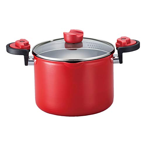 KACHAT Pasta pot Deep two-handed pot Ceramic high casserole 20cm IH that can also drain hot water