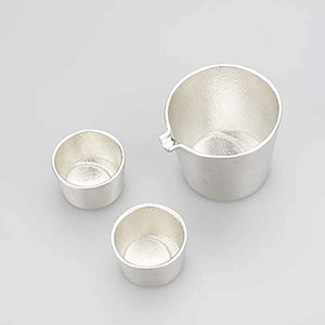 NOUSAKU Moon Sake Bowl Set, 100% Genuine Tin, Wrapping with Washi Paper