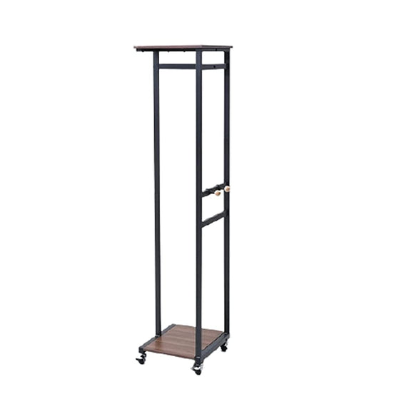 Yamazen RHR-35(WLBK) Hanger Rack, Width 14.4 x Depth 15.7 x Height 64.2 inches (36.5 x 40 x 163.5 cm), Slim, Casters and Shelves with Hooks, Assembly, WalnutBlack