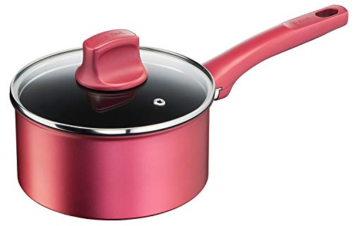 Tefal One-handed Pan 18cm IH Compatible IH Rouge Unlimited Sauce Pan Titanium Intense Coating G26223 Red