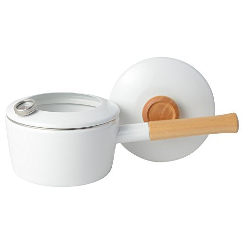 Fuji Hollow 2WAY Hollow One-handed Tempura Pot 16cm White with Thermometer