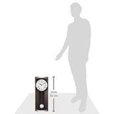 Rhythm RHYTHM 4MPA05RH06 Pillar Wall Clock, Analog, Modern Life M05, Pendulum, Wood, Brown