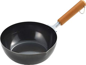 Yoshikawa Made in Japan Tempura pot Stir-fry pot combined 20cm black 3808908