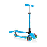 Globber WLGB432101 Kickboard, Flash, 3 Wheels, Foot Brake, Outdoor Play, Kids, Vehicle, Kick Scooter, Primo, Fall Double, Light, Sky Blue