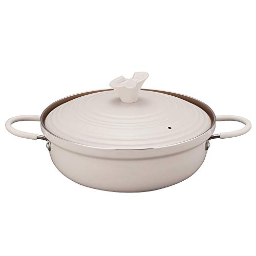 Ever Cook Two-handed pan 24cm IH compatible Ivory with lid 1 year warranty to prevent sticking Seasonal pan Doshisha