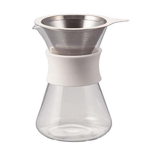 HARIO Glass Coffee Maker, Glass Coffee Maker, Practical, 13.5 fl oz (400 ml), White, Made in Japan
