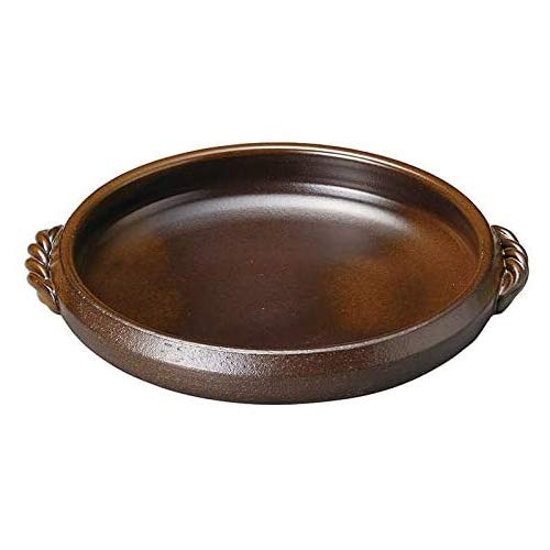 Banko Ware 07-03 Heat-resistant Ceramic Plate, Gratin Dish, Heat Plate, Can Be Used for Open Heat, Microwave Safe, Brown