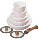 Bestco ND-8186 Frying Pan and Pot, 8-Piece Set, Sakura Pink, Cerati, Ceramic