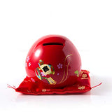 Reverse Scale Dharma Piggy Bank, Interior Decoration, Zabuton Included, Tatsuma, Auspicious Carrier, Cute Piggy Bank, Interior, Savings, Red (Rink), Winning Luck