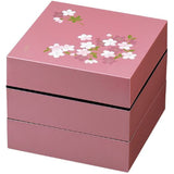 Masakazu Chiyo Uno Triple-Tiered Hors D'oeuvres Box w/ Partitions, 9-Compartment Block, 7.1 inches (18 cm), Akebono Cherry Blossom