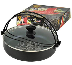 Sukiyaki pot Strong 3-layer diamond coat with glass lid