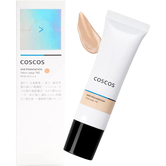 [COSCOS UHD Foundation 742 Yellow Beige] All-in-One Liquid Foundation Yebe Skin Korean Skin Pottery Skin Coverage Pore-less Waterproof CICA Ingredients Cosplay Makeup Coscos (Yellow Beige (Renewal))