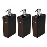 WOODY Dispenser Refill Bottles Set of 3 (Shampoo, Rinse, Body Soap) Elongated (23.7 fl oz (700 ml) Black x Walnut