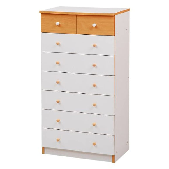 JK Plan FR-012-WHNA Chest Drawer, 7 Tiers, Width 23.6 inches (60 cm), High Drawer, Storage, Slim Chest, Clothes, Wood, Cute, White Natural, Standard