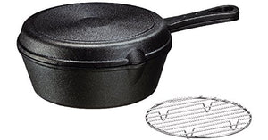 Ishigaki Sangyo Skillet Frying Pan Oven Iron Casting 18cm Deep Shallow Set With Net