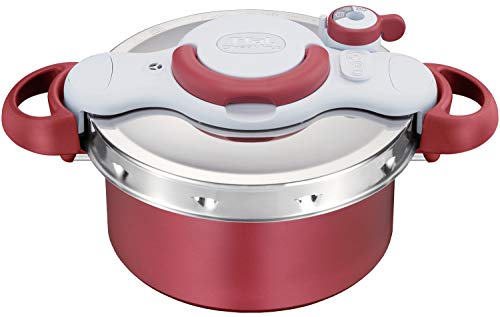 Tefal pressure pan 4.2L IH compatible for 2 to 4 people One-touch opening and closing 2in1 Crypso Minit Duo Rouge 4.2L P4704231 Silver Red
