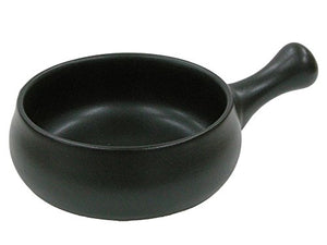 Black one-handed Ramekin Ahijo pot Heat-resistant direct fire OK Domestic Mino-yaki