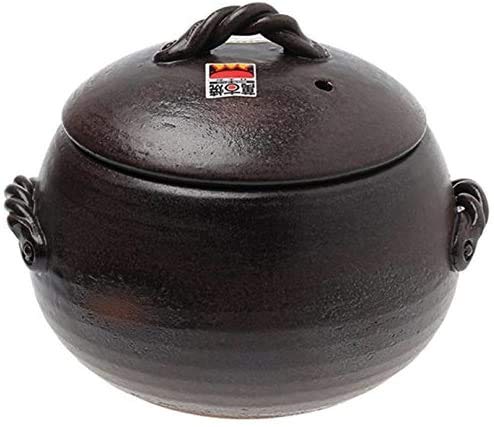 Heat Resistant Pot, Rice Pot, Single Layer Lid, Pottery, Can Be Burned Directly From Black, 1 Cook of 3 Cook of 5 Cook 7 Cook in 1 Cook of 7 Rice Cooks, Fashionable, Outdoor, Banko Ware (3 Cook Yards)
