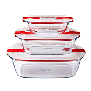 Pyrex PRX1001 Cook & Heat Rectangular 3-Piece Set