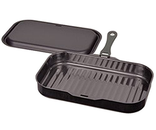 Liberty Corporation LC-714 Grill Pan, Black, 11.8 x 7.1 inches (30 x 18 cm), Lacquering Iron Lid with Handle, Square Shaped Wave