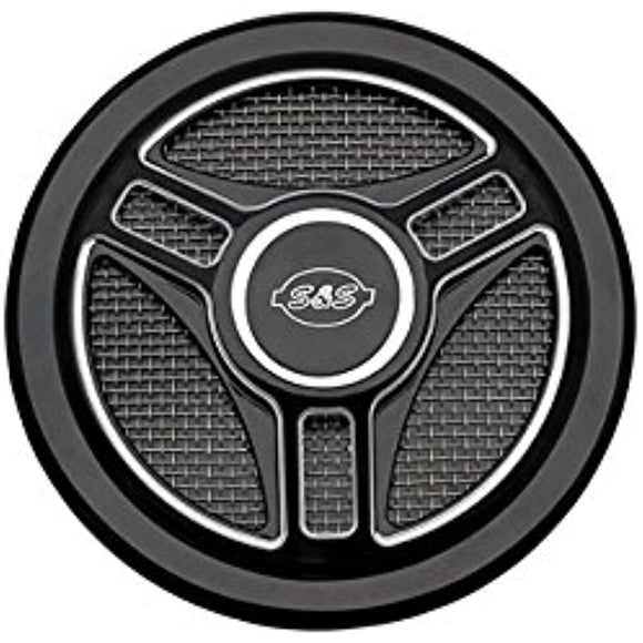 S & S (S & E) Stealth Air Cleaner Cover Single Trise Poke Black/Silver 170-0210