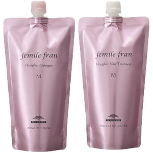 Milbon Gemile Fran Heat Gloss M Shampoo 400mL + Treatment 400g Refill Set