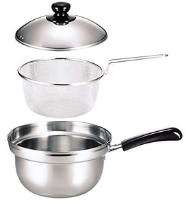 Shimomura Kohan One-handed hot pot with boiled master colander 20cm Made in Japan Pasta Soba Ramen hot pot Stainless steel IH compatible 2.4L 27426 Tsubamesanjo