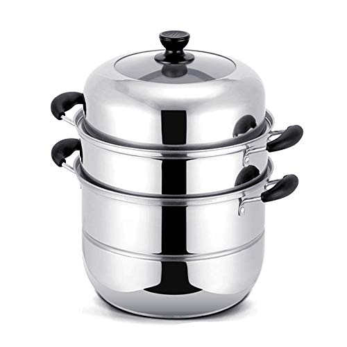 Mioke Steaming pot Steaming pot Steaming pot 3-layer bottom Manna 3-stage steamer Deep glass pot