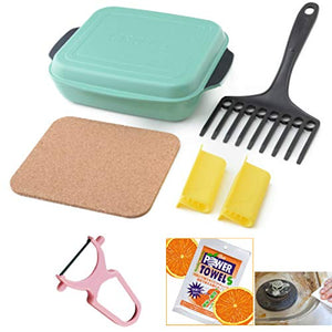 Glier Green Multi Grill Plate Peeler with Orange Power Towel